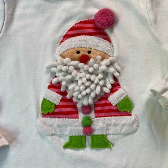 Mud Pie 4T Long Sleeve White Appliqué Santa Shirt - Picture 2 of 5